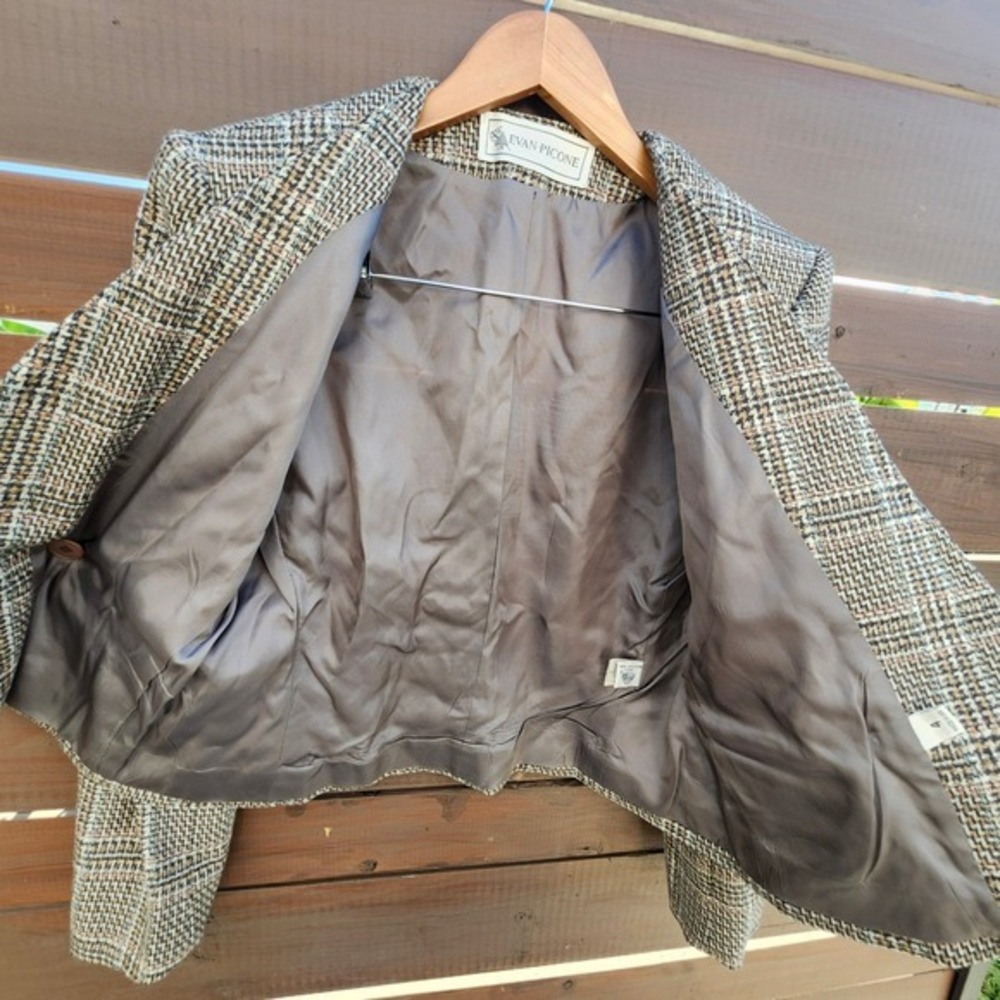 Vintage Evan Picone Wool Plaid Skirt Suit | Jacket & Skirt Sz 4/6 Dark Academia - Picture 6 of 16